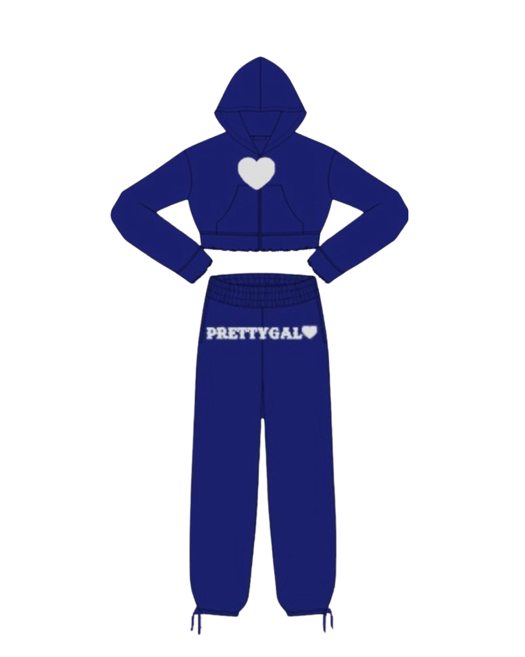 Raw Edge Two Piece Set-Blue