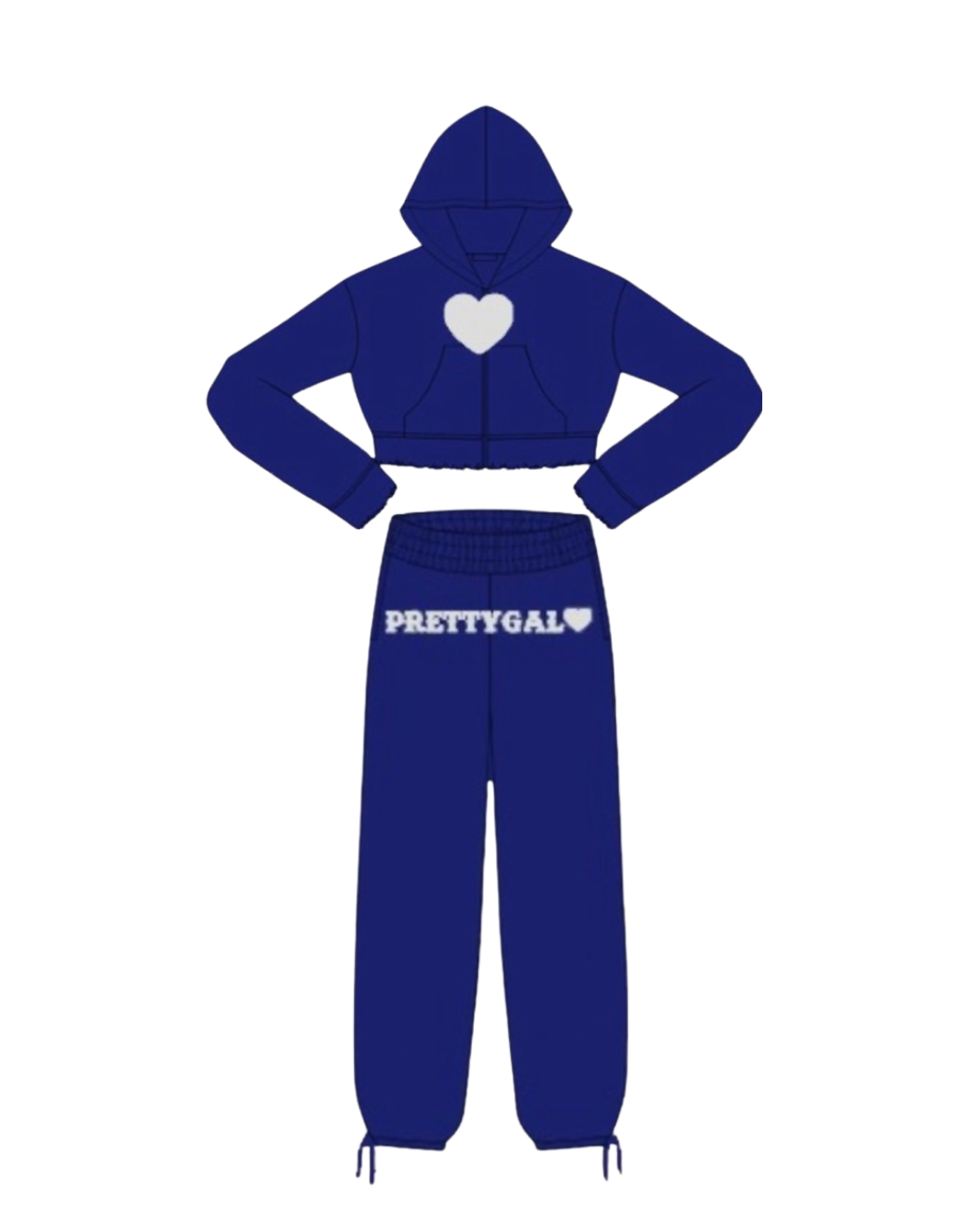 Raw Edge Two Piece Set-Blue