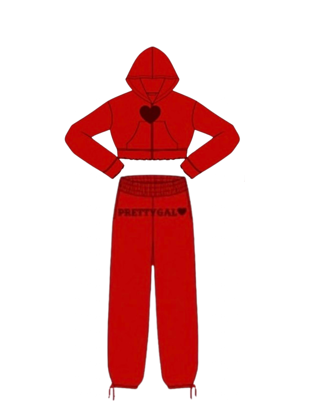 Raw Edge Two Piece Set-Red(PRE-ORDER)